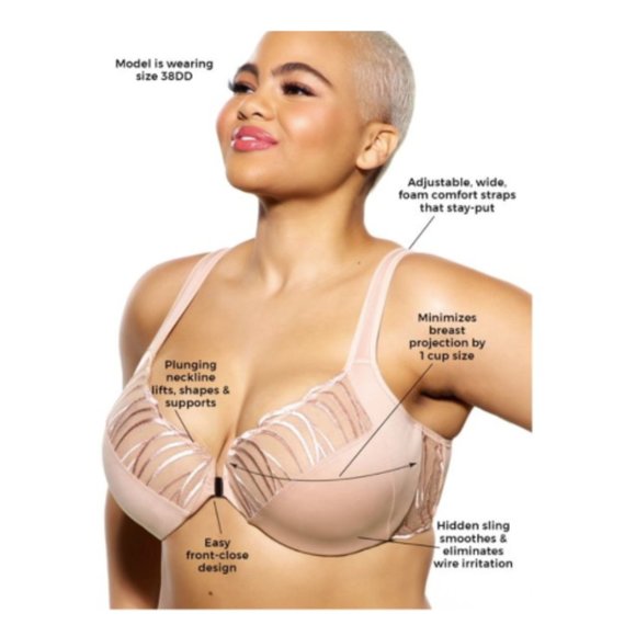 Felina Intimates & Sleepwear Paramour Felina Womens Angie Front Close Minimizer Bra 32ddd